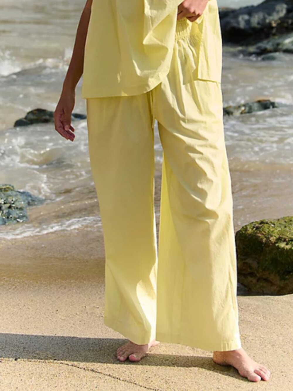 Free People Corfu Pants High Waist Chardonnay Drawstring Wide Leg Pull On S